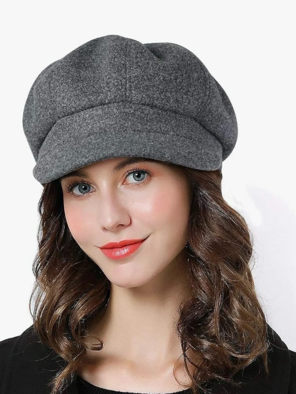Gray Warm knit Beret Newsboy Cap